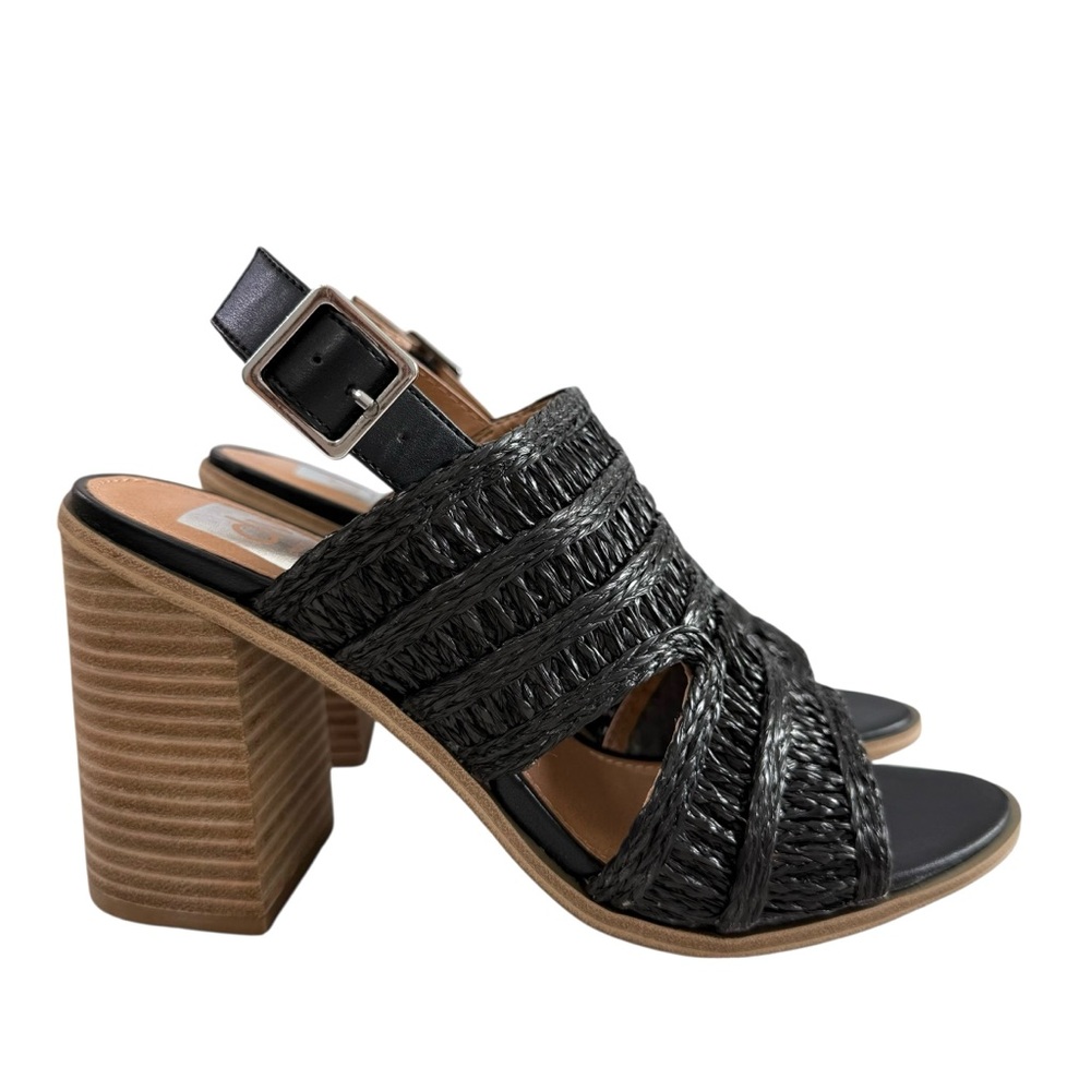 DV Dolce Vita Rian Black Woven Straw Slingback Mule Sandals Size 8 - Picture 2 of 16